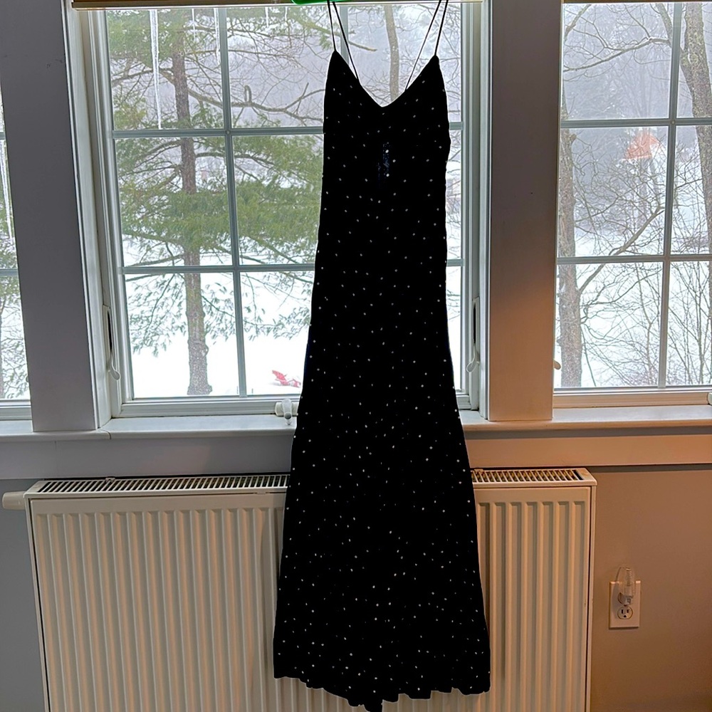 Free People Summer Jamboree Wide Leg Jumpsuit, Small Black with White Polka Dots